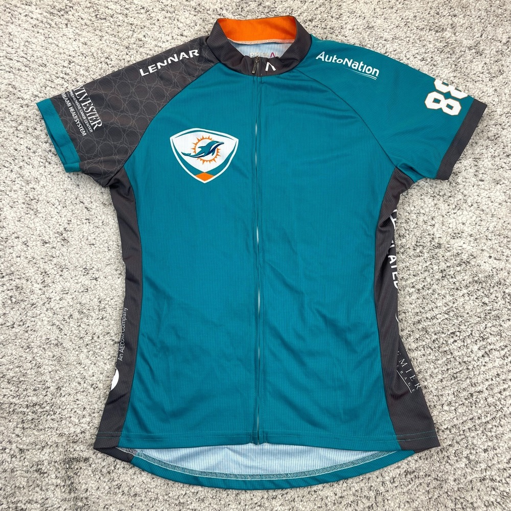 Miami Dolphins Cycling Jersey Womens Large Cancer Challenge VI Primal Full Zip